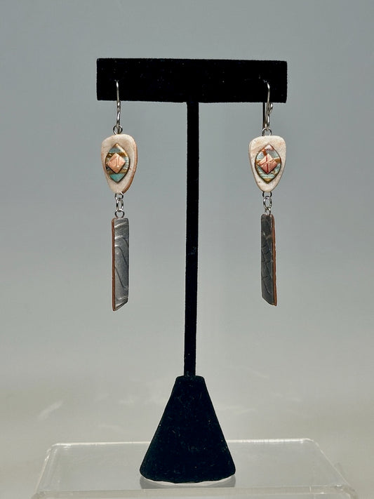 MULTI COMPONENT POLYMER CLAY DANGLE EARRINGS WITH STAINLESS STEEL EAR WIRES PCE813