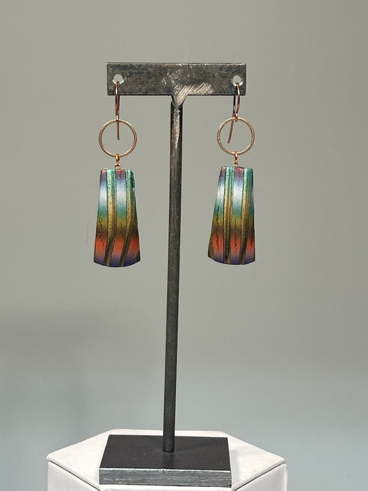 MULTI COMPONENT POLYMER CLAY EARRINGS ON COPPER CIRCLES AND EAR WIRES PCE846