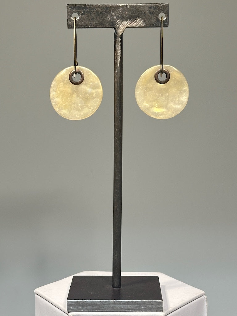 SEMI TRANSPARENT POLYMER CLAY EARRINGS ON ANTIQUE BRONZE EAR WIRES PCE859