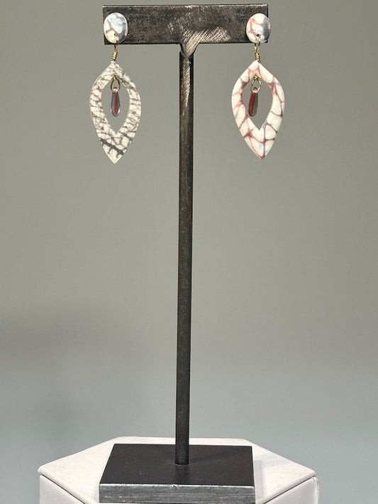 MULTI COMPONENT POLYMER CLAY GOLD PLATED STUD EARRINGS WITH CHEQUE BEAD CENTER DANGLE PCE862