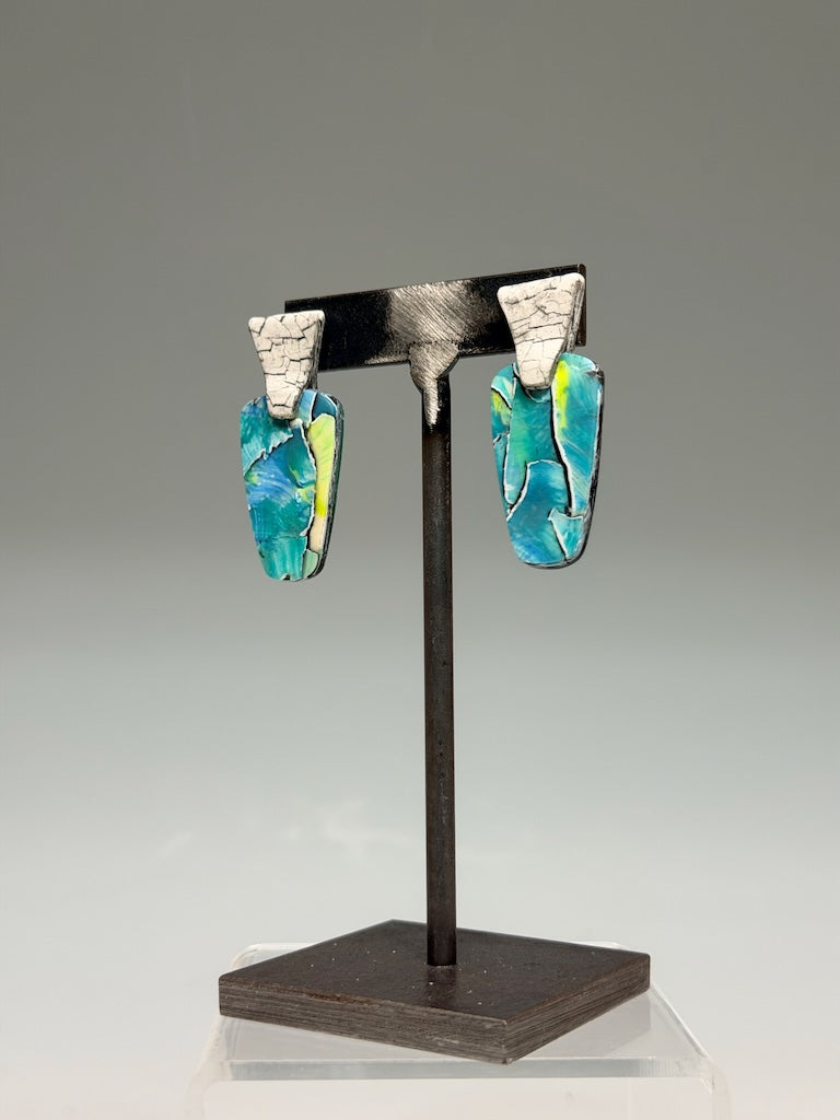 WATER INSPIRED SILVER POST POLYMER CLAY EARRINGS PCE882