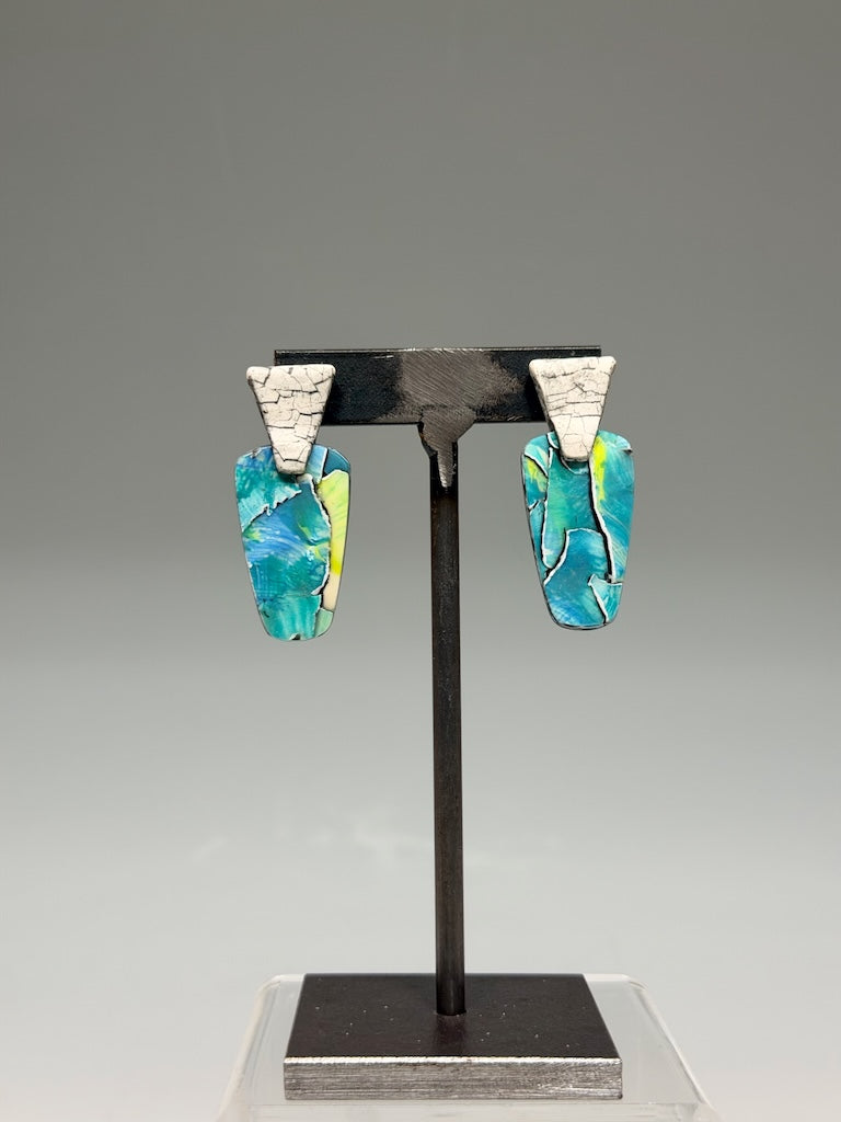 WATER INSPIRED SILVER POST POLYMER CLAY EARRINGS PCE882