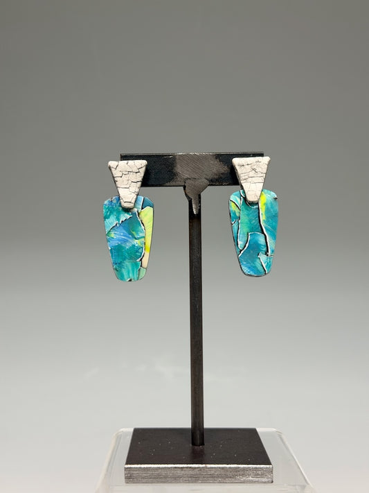 WATER INSPIRED SILVER POST POLYMER CLAY EARRINGS PCE882
