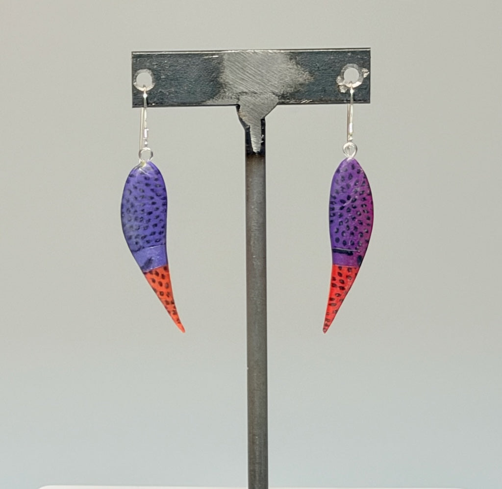 MULTI COLOR POLYMER CLAY DANGLE EARRINGS ON SILVER EAR WIRES PCE909