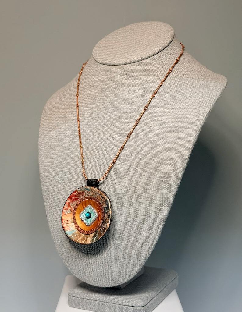 ROUND MOSAIC POLYMER CLAY PENDANT PCN922