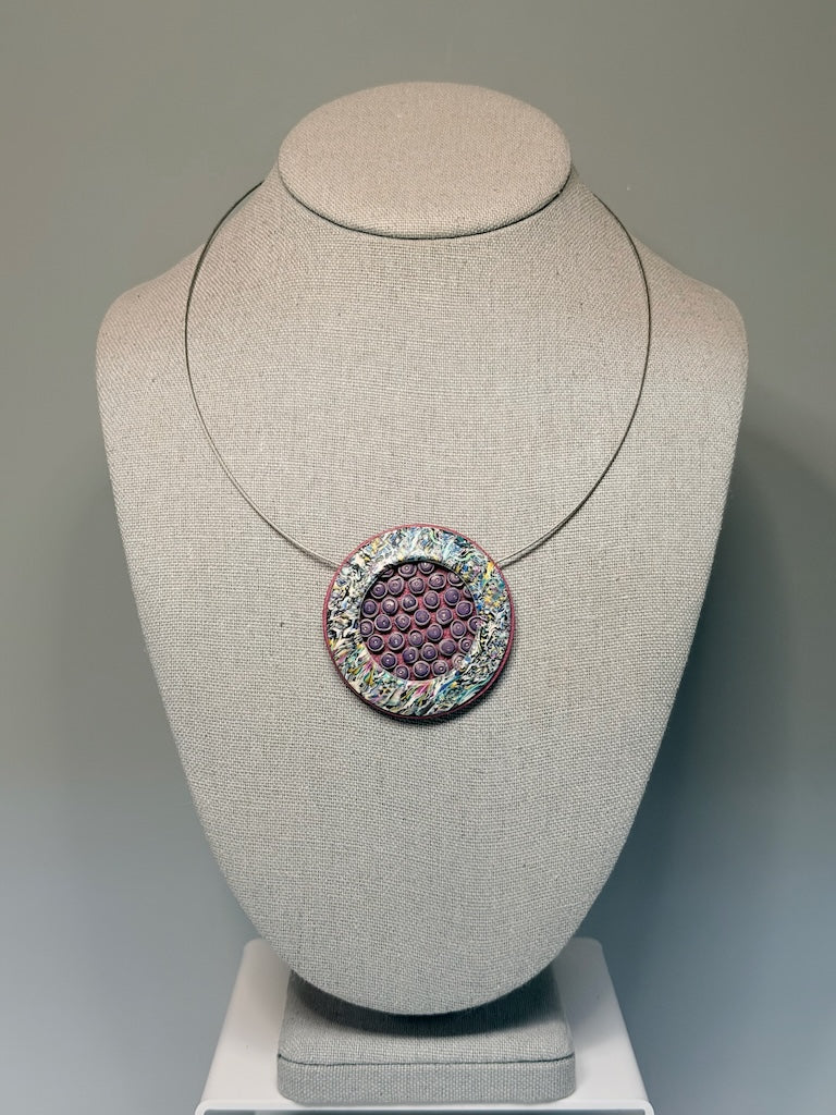 ROUND MOSAIC POLYMER CLAY PENDANT PCN923