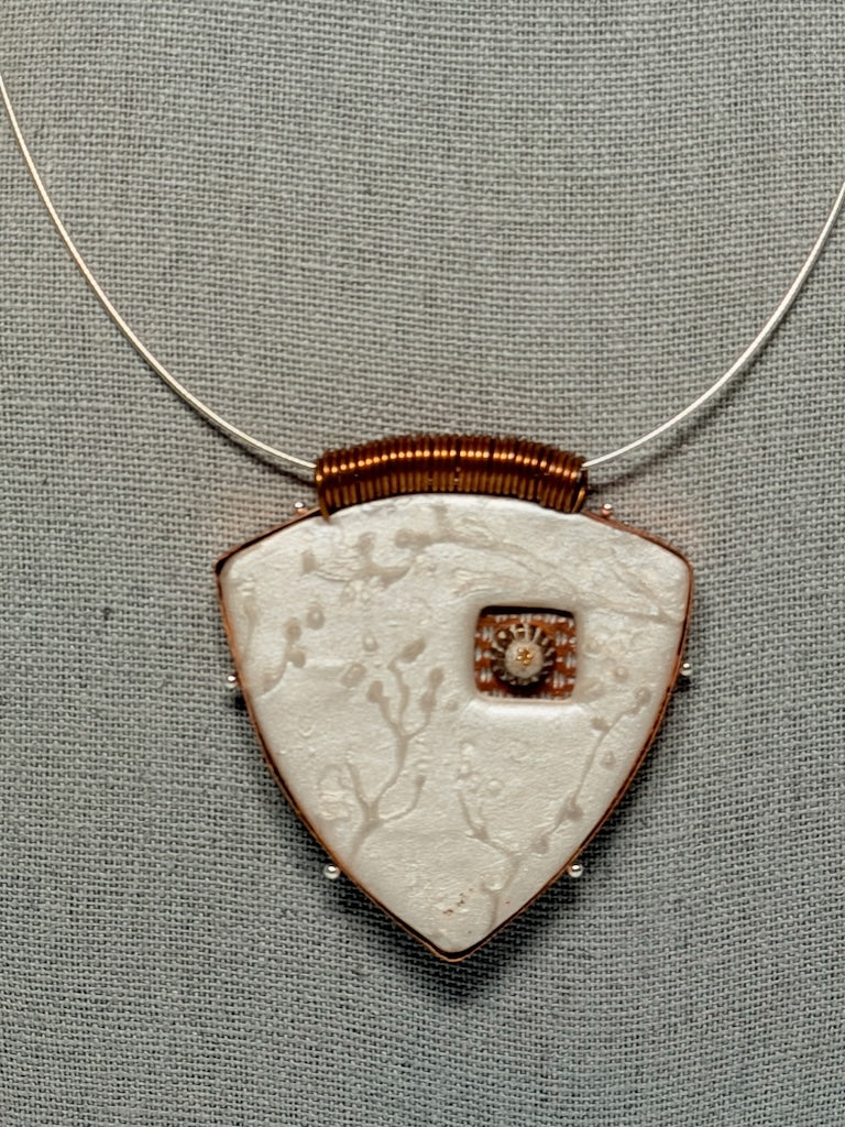 ROUNDED TRIANGLE PENDANT WRAPPED IN COPPER METAL PCN899