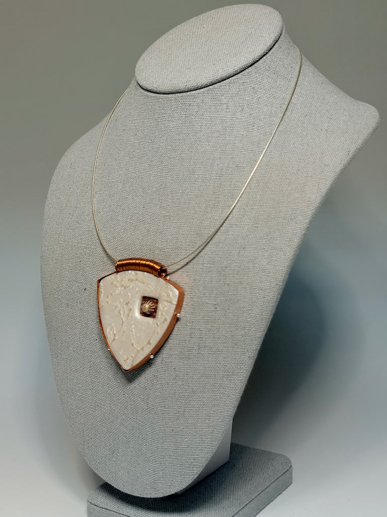 ROUNDED TRIANGLE PENDANT WRAPPED IN COPPER METAL PCN899