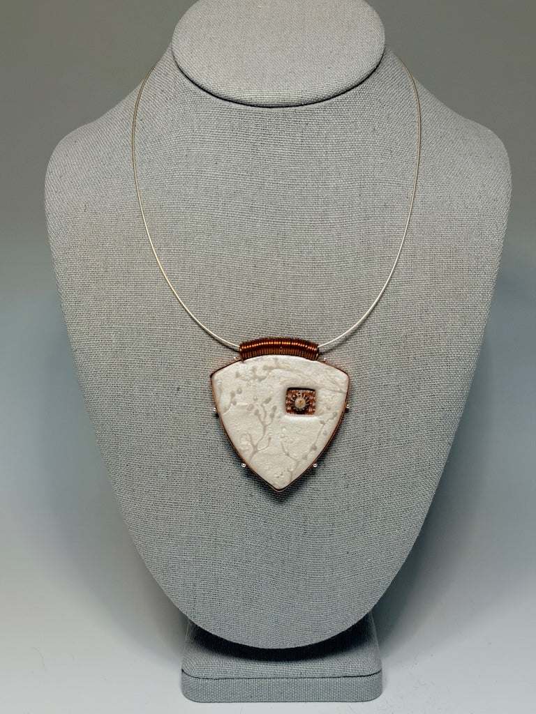ROUNDED TRIANGLE PENDANT WRAPPED IN COPPER METAL PCN899