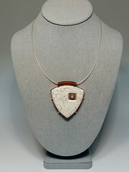 ROUNDED TRIANGLE PENDANT WRAPPED IN COPPER METAL PCN899