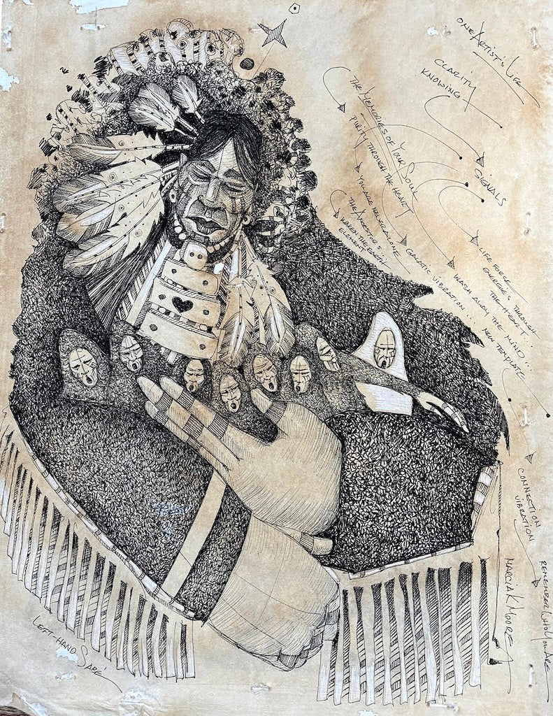 "THE MEMORIES OF YOUR SOUL" INK PEN ON HANDMADE PAPER/FRAMED