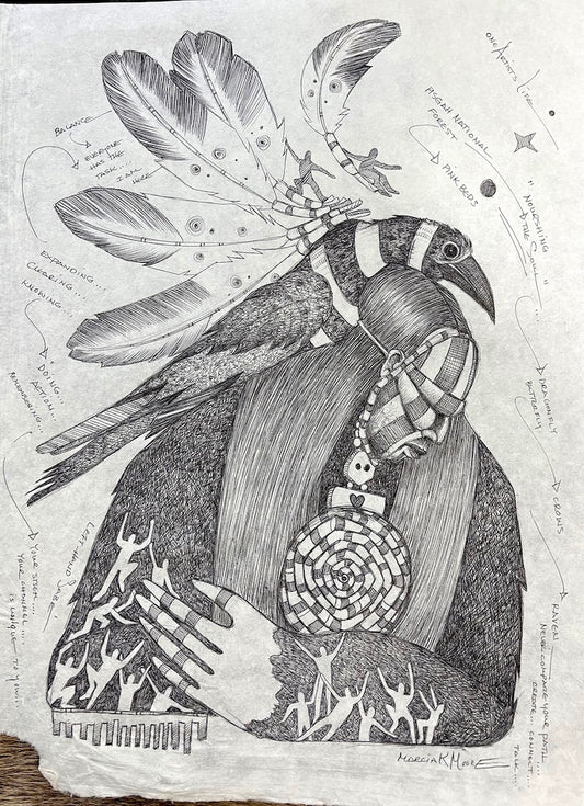 "NOURISHING THE SOUL" INK PEN ON HANDMADE PAPER/FRAMED
