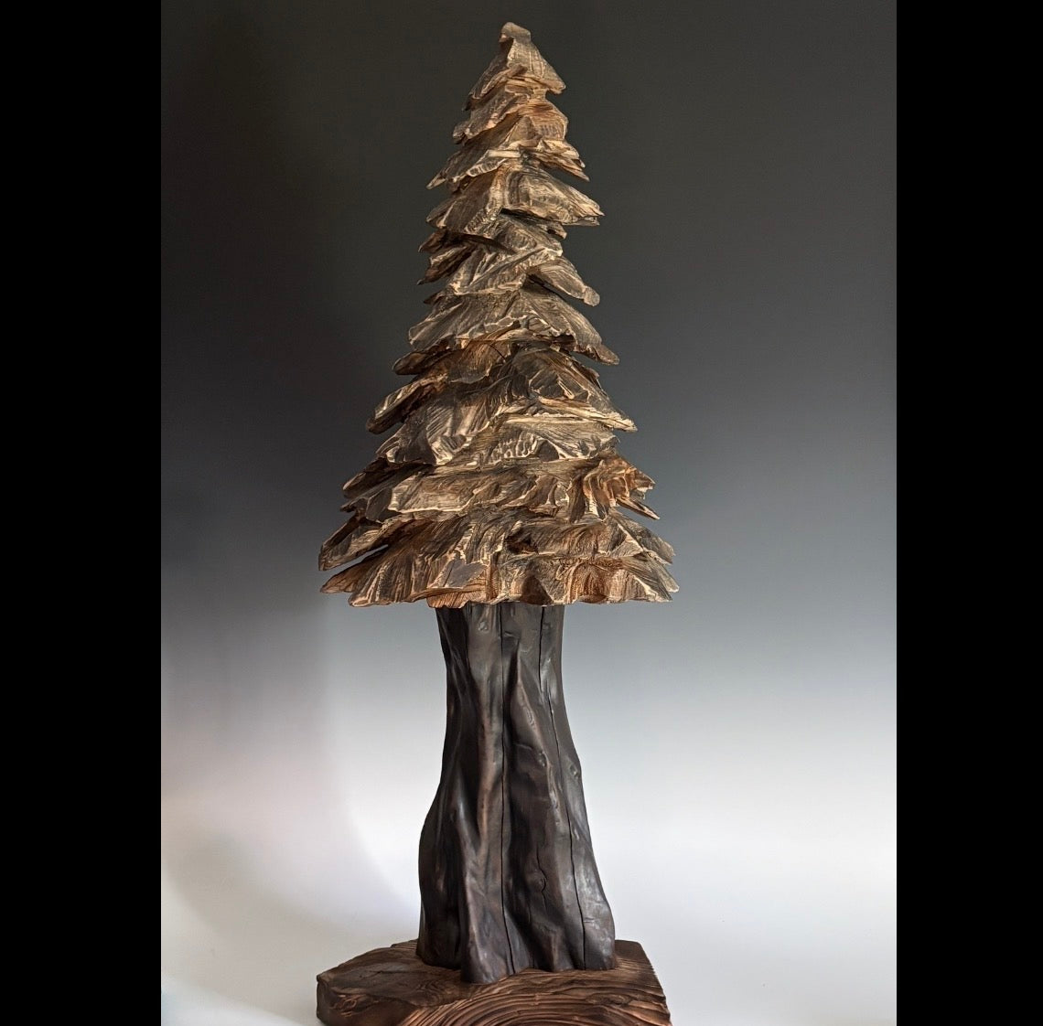 "PROMISE OF LIGHT" HAND CARVED CYPRESS & WHITE PINE SCULPTURE