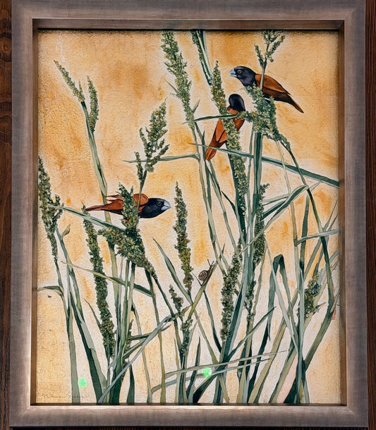 "A DAY IN THE ESTUARY 1" ORIGINAL WATERCOLOR WITH PATINA SILVER LEAF/FRAMED