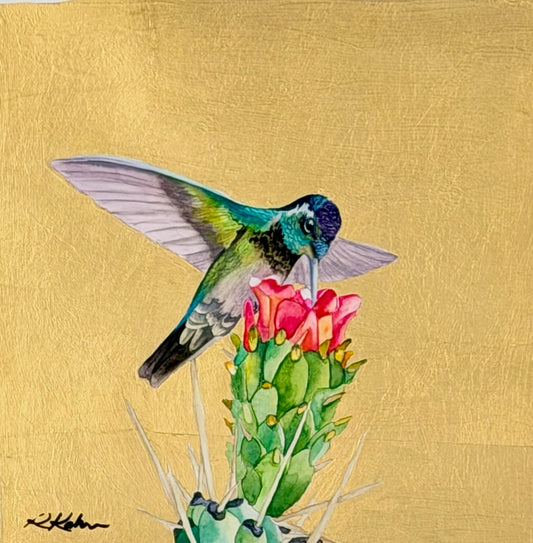 "LITTLE JEWEL OF THE FOREST 25" ORIGINAL WATERCOLOR WITH GOLD LEAF/FRAMED (Copy)