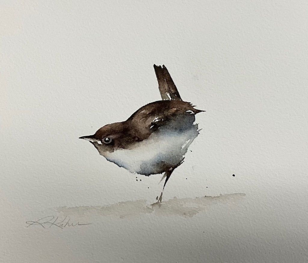 "WREN STUDY" ORIGINAL WATERCOLOR/FRAMED