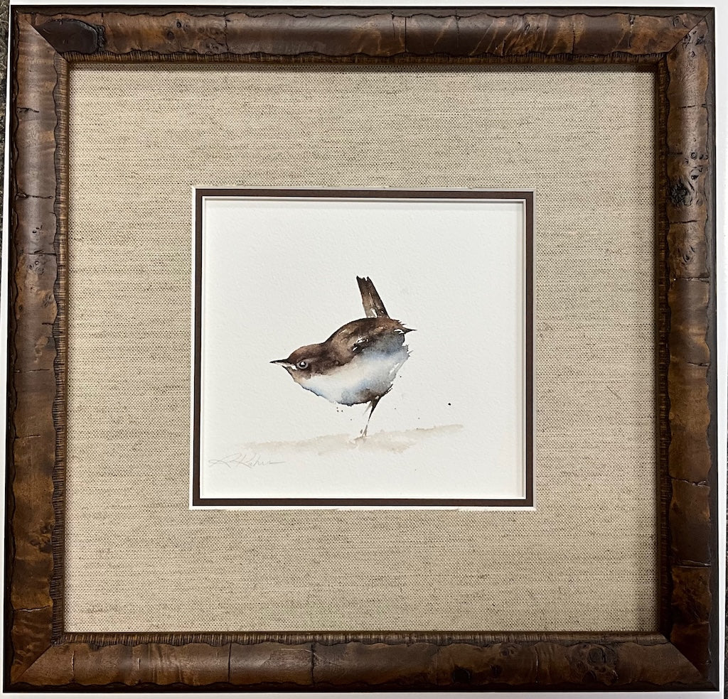 "WREN STUDY" ORIGINAL WATERCOLOR/FRAMED