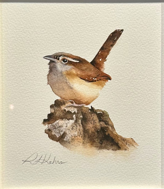 "WREN STUDY 3" ORIGINAL WATERCOLOR/FRAMED