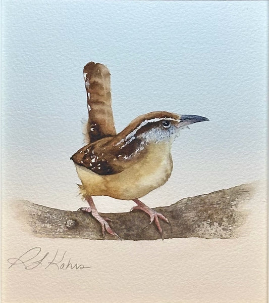 "WREN STUDY 4" ORIGINAL WATERCOLOR/FRAMED