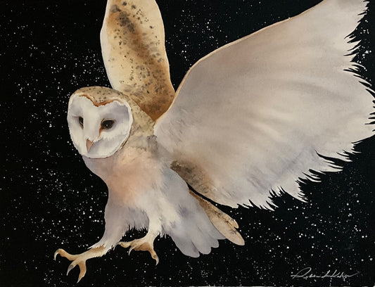 "CELESTIAL FLIGHT 2" ORIGINAL WATERCOLOR WITH GOLD LEAF/FRAMED