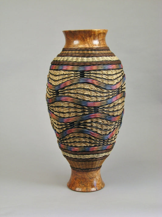 RAINBOW HILLS WORMY MAPLE TOP AND BASE MIXED MEDIA BASKETRY