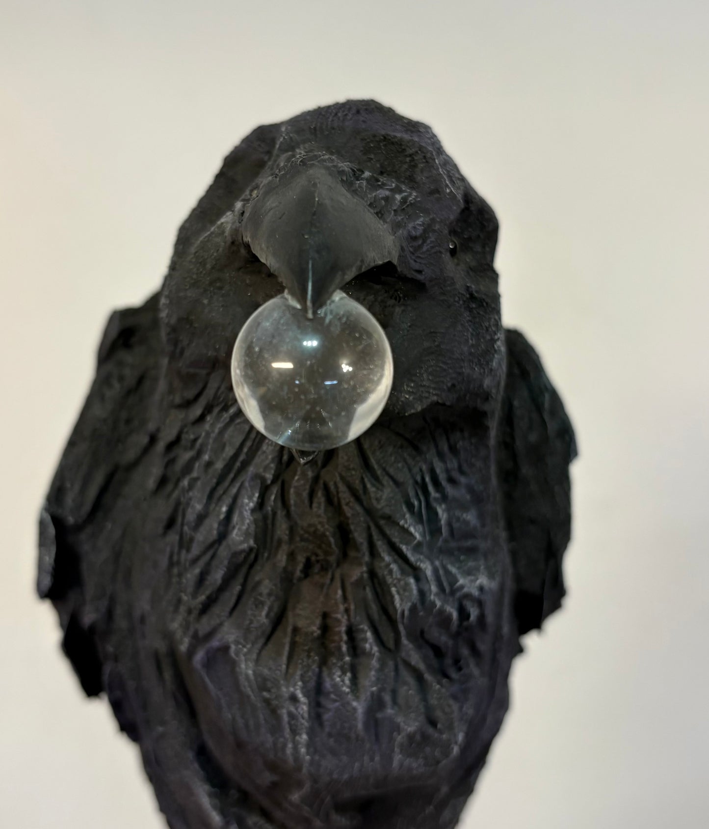 "RAVEN'S GIFT" HAND CARVED WHITE PINE SCULPTURE