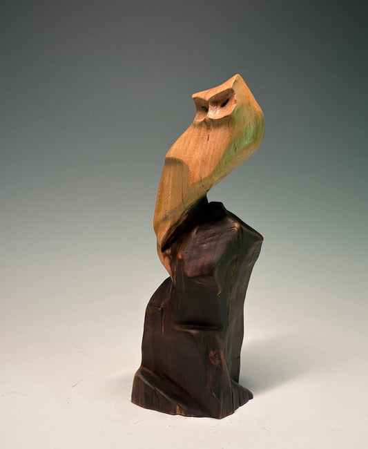 "REFLECTION" HAND CARVED BLACK CHERRY SCULPTURE