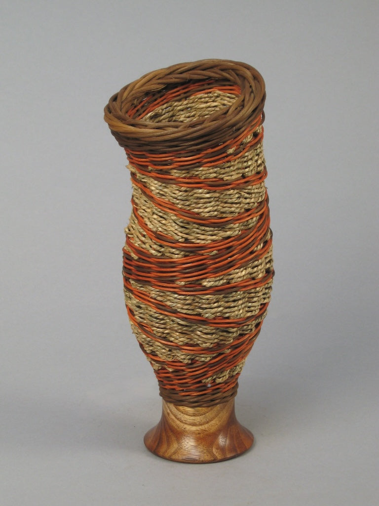 RUSTY PITCHER WITH WALNUT MIXED MEDIA BASKETRY