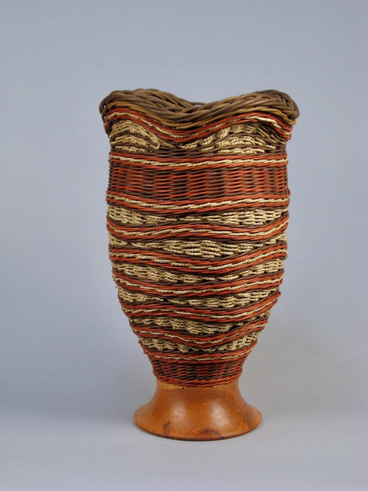 RUSTY POT MIXED MEDIA BASKETRY W/CHERRY