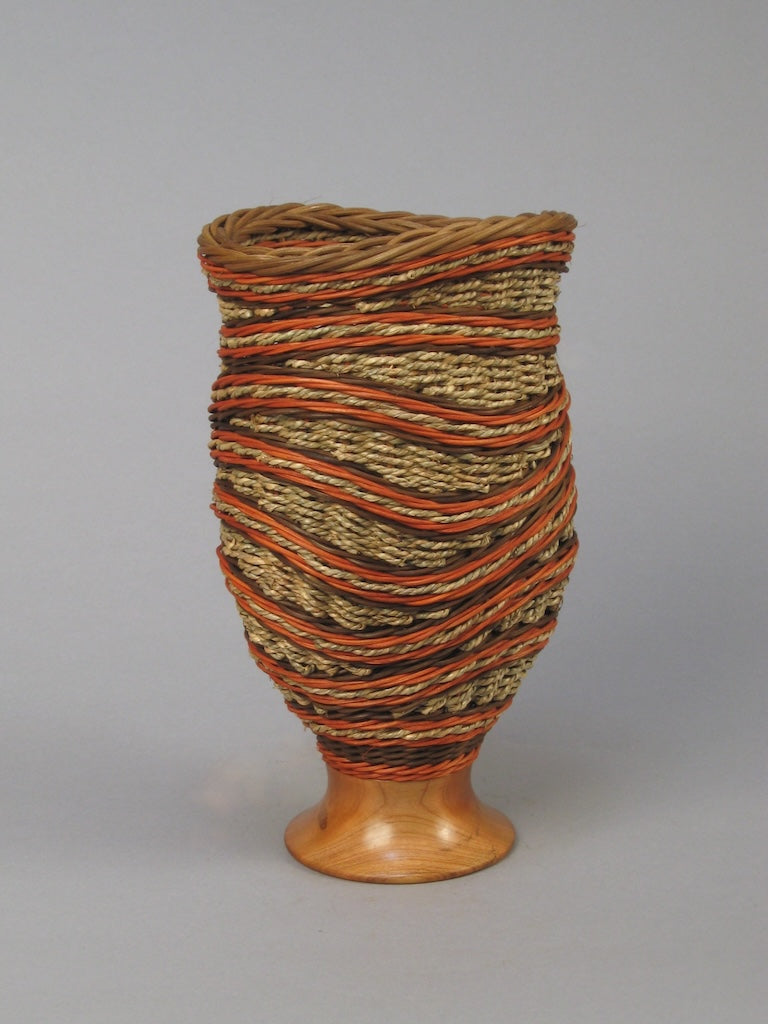 RUSTY STAIRCASE WITH CHERRY MIXED MEDIA BASKETRY