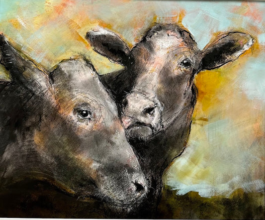 "GENTLE COMPANIONSHIP" ORIGINAL MIXED MEDIA PAINTING/FRAMED
