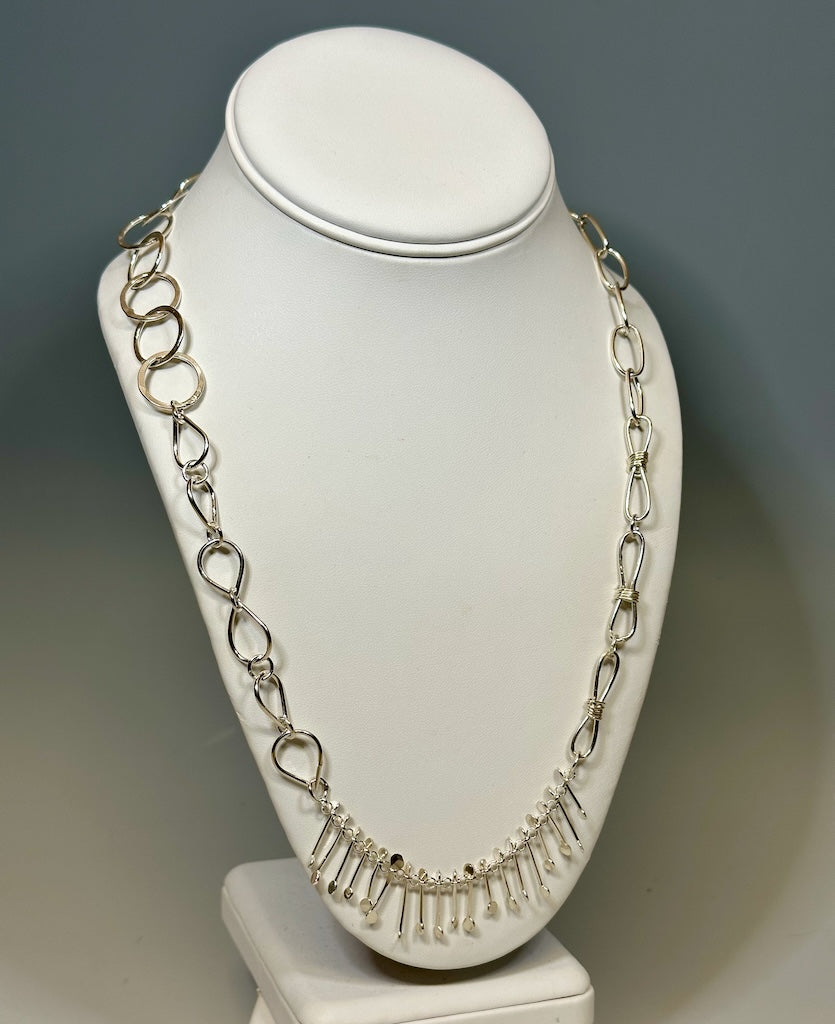 STERLING SILVER MULTI TEXTURE CHAIN NECKLACE N3063