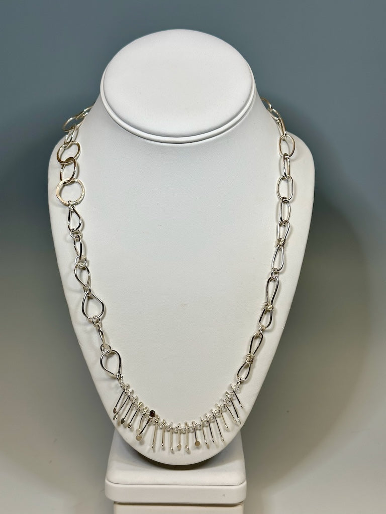 STERLING SILVER MULTI TEXTURE CHAIN NECKLACE N3063