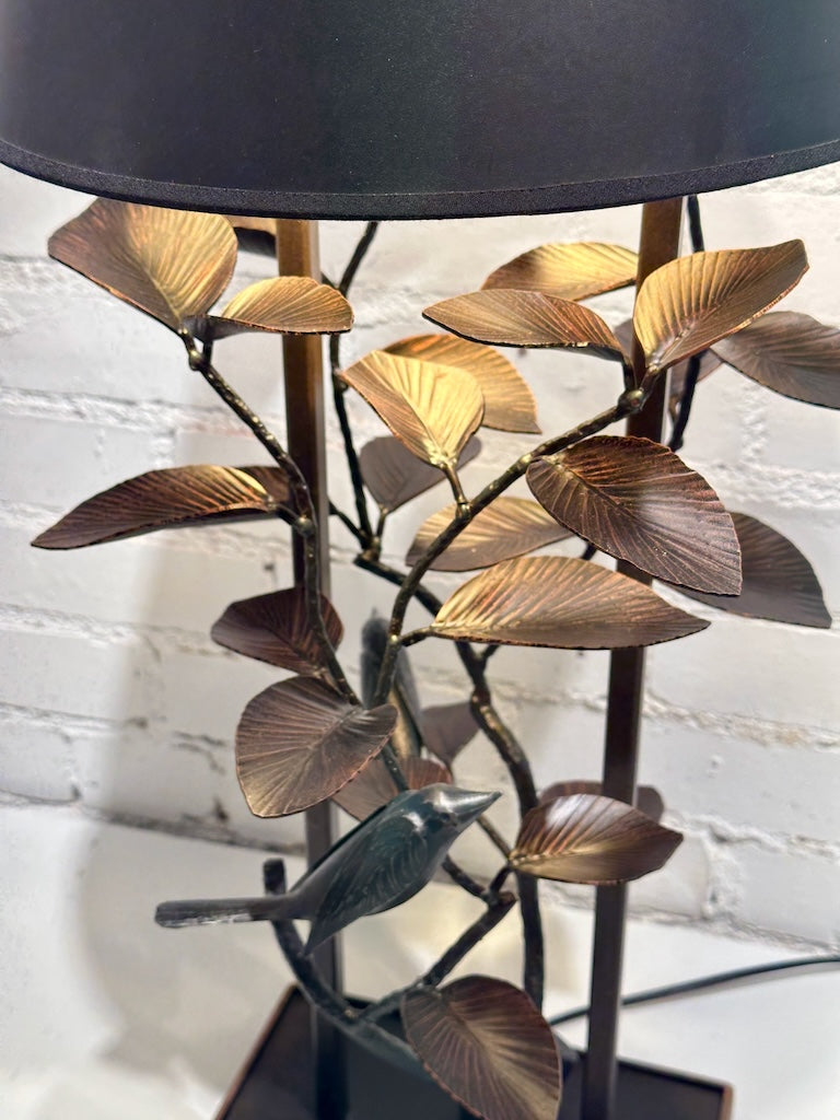 BRONZE LEAF AND WREN HAND FORGED METAL LAMP (Copy)