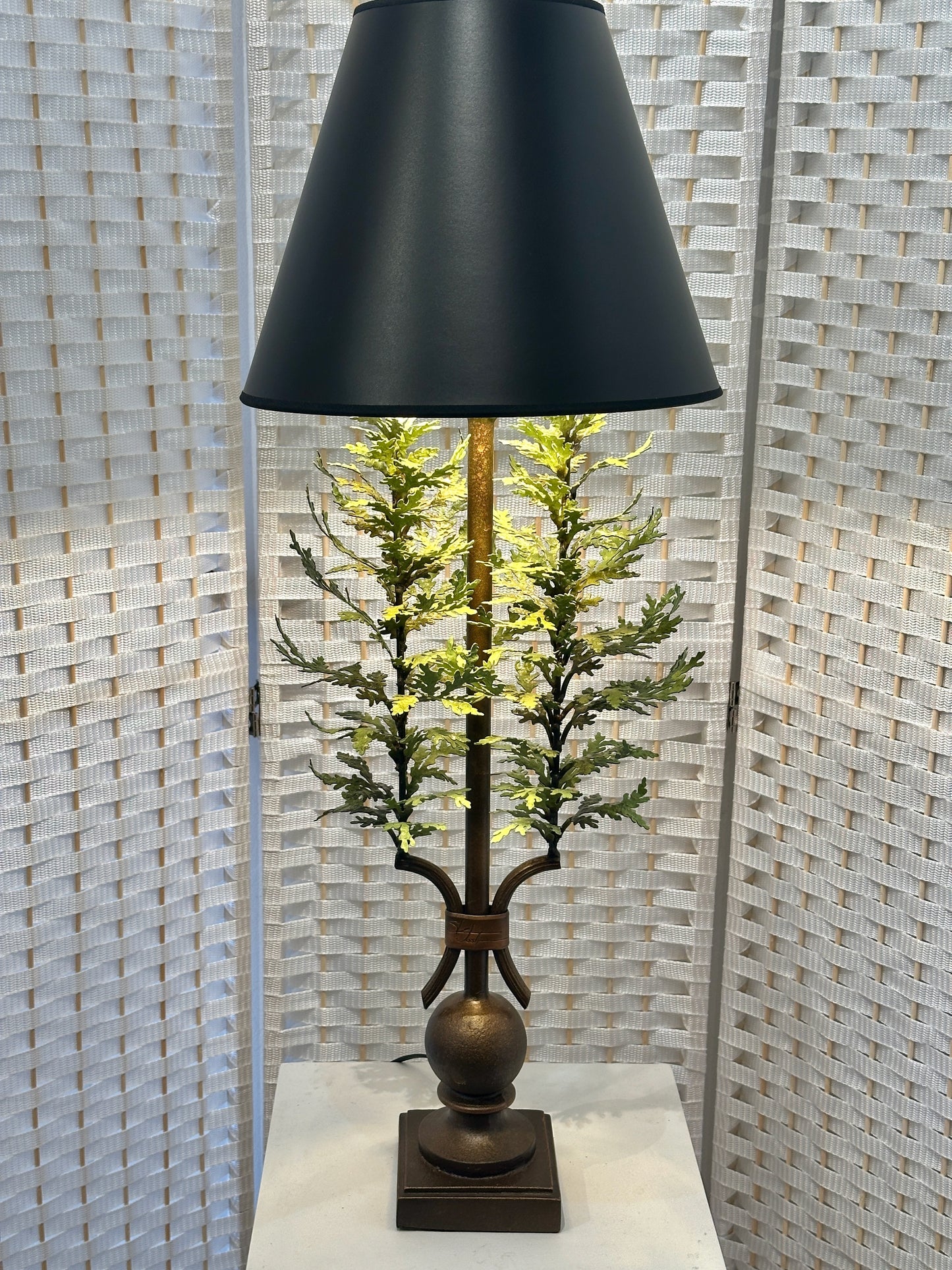 CEDAR LEAF HAND FORGED METAL LAMP