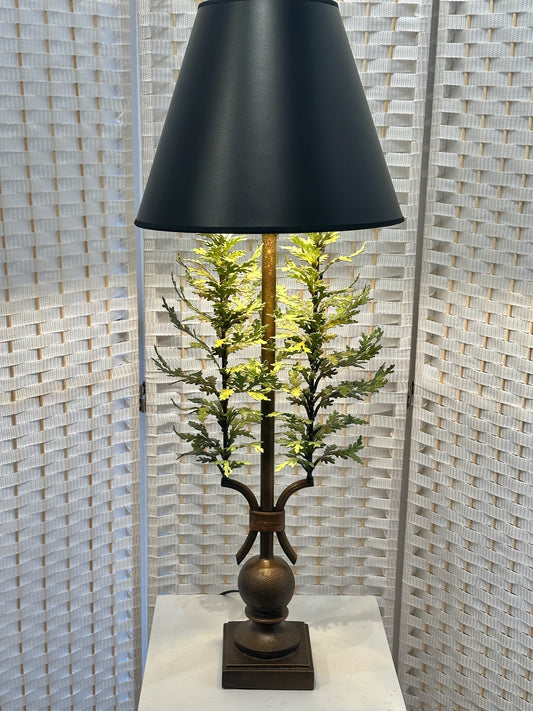 CEDAR LEAF HAND FORGED METAL LAMP