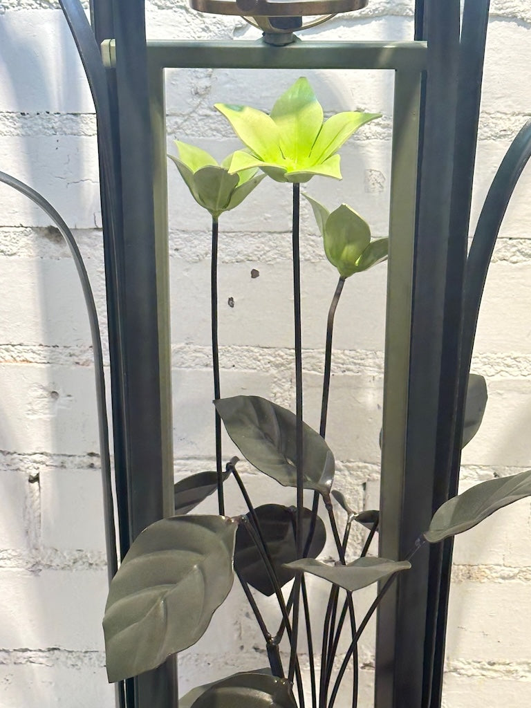 FIELD STUDY LAMP WITH YELLOW BLOOMS AND FROSTED SHADE