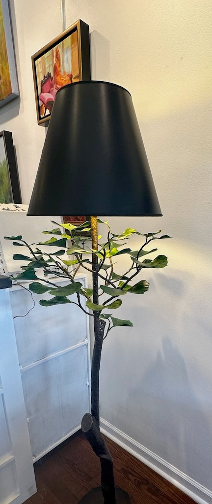 TALL GREEN GINGKO FLOOR LAMP