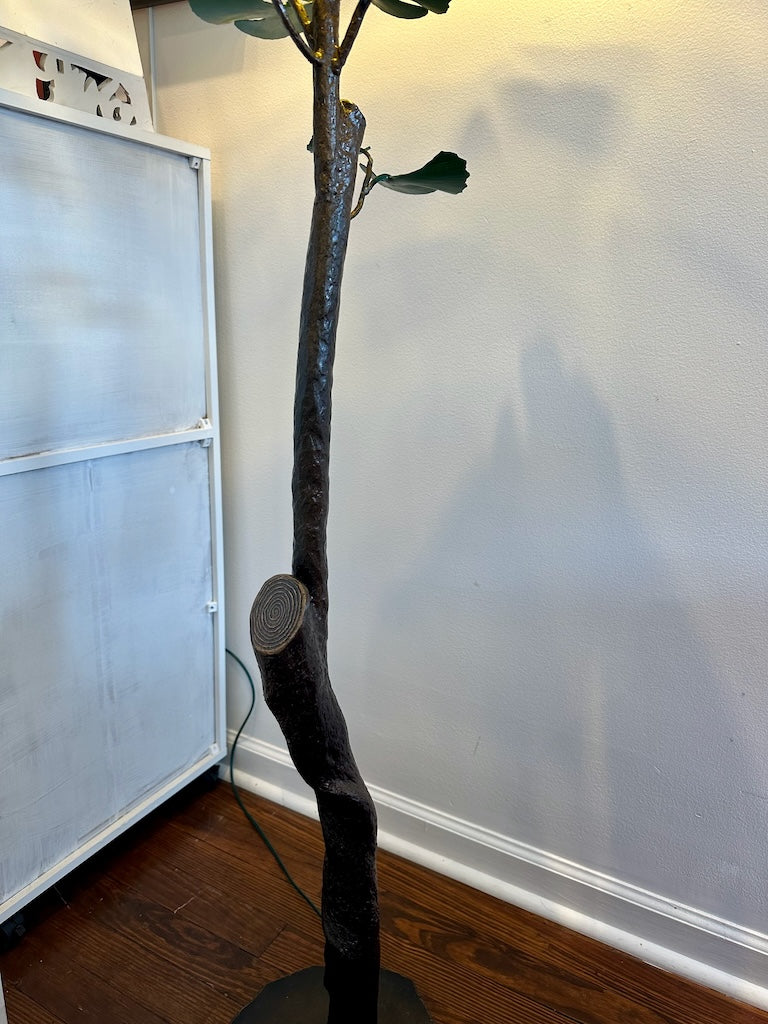 TALL GREEN GINGKO FLOOR LAMP