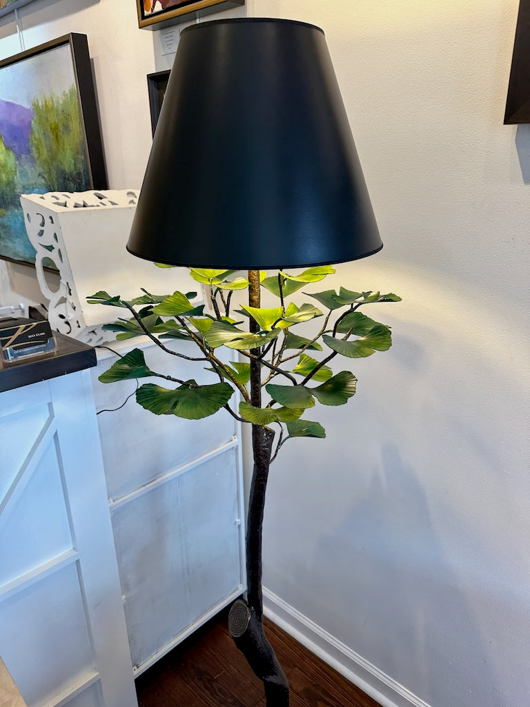 TALL GREEN GINGKO FLOOR LAMP