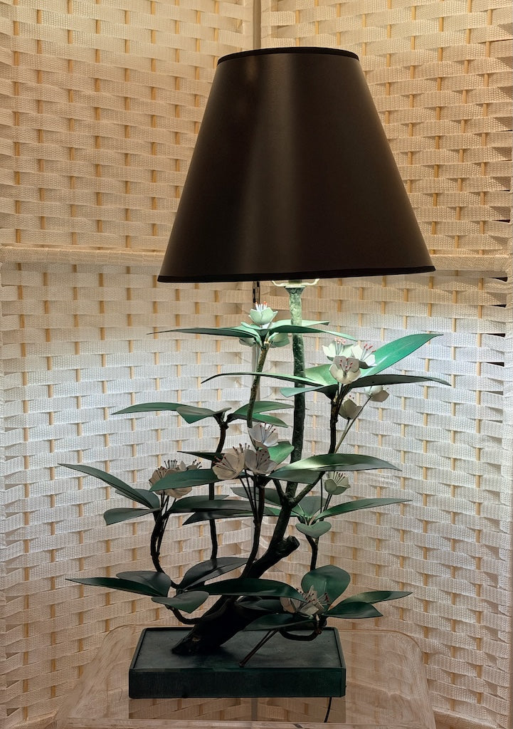 MOUNTAIN LAUREL WITH FLOWERS HAND FORGED METAL LAMP