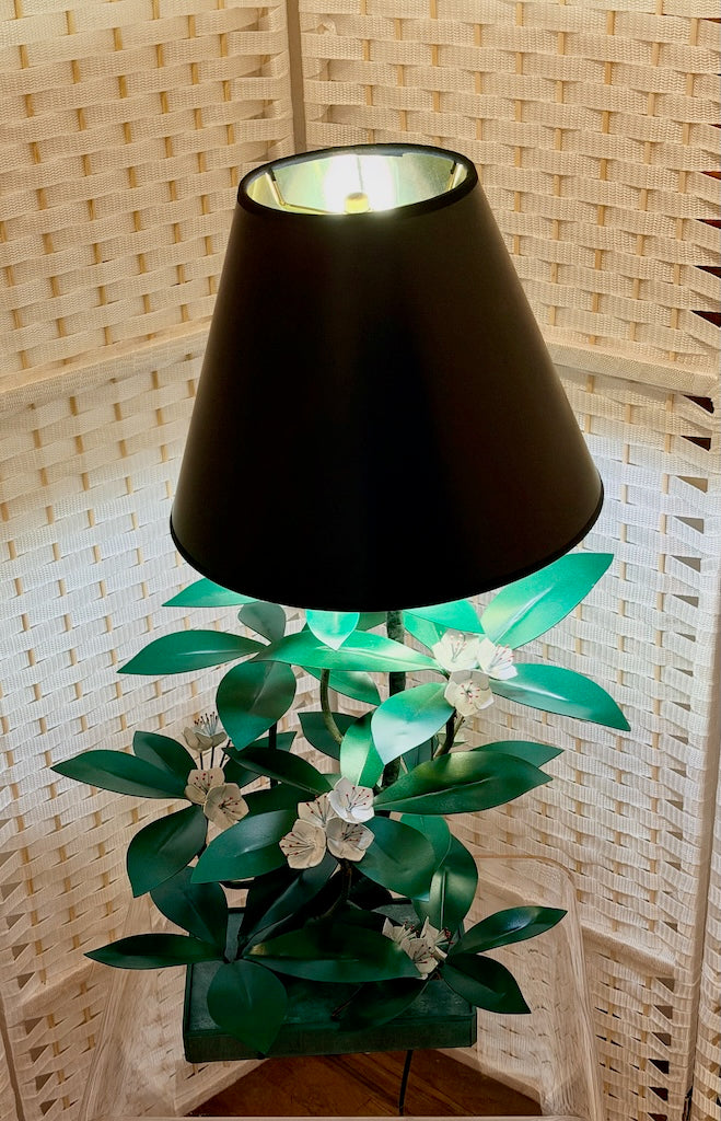 MOUNTAIN LAUREL WITH FLOWERS HAND FORGED METAL LAMP