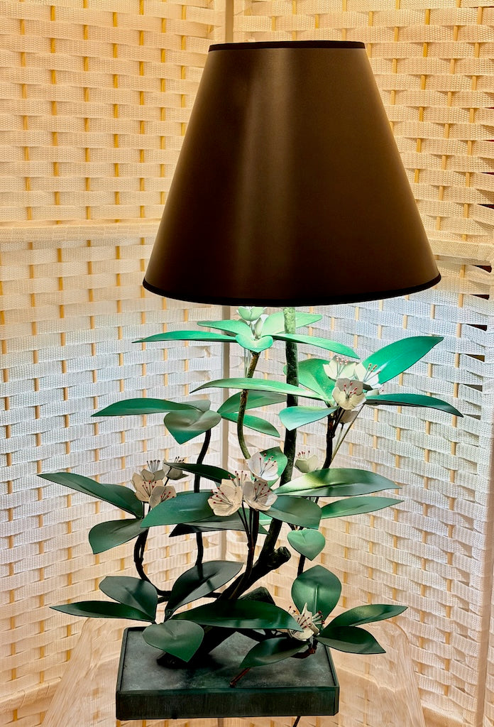 MOUNTAIN LAUREL WITH FLOWERS HAND FORGED METAL LAMP