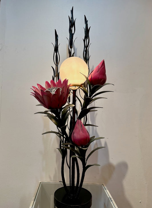PROTEA BLOOM HAND FORGED METAL FIELD STUDY LAMP