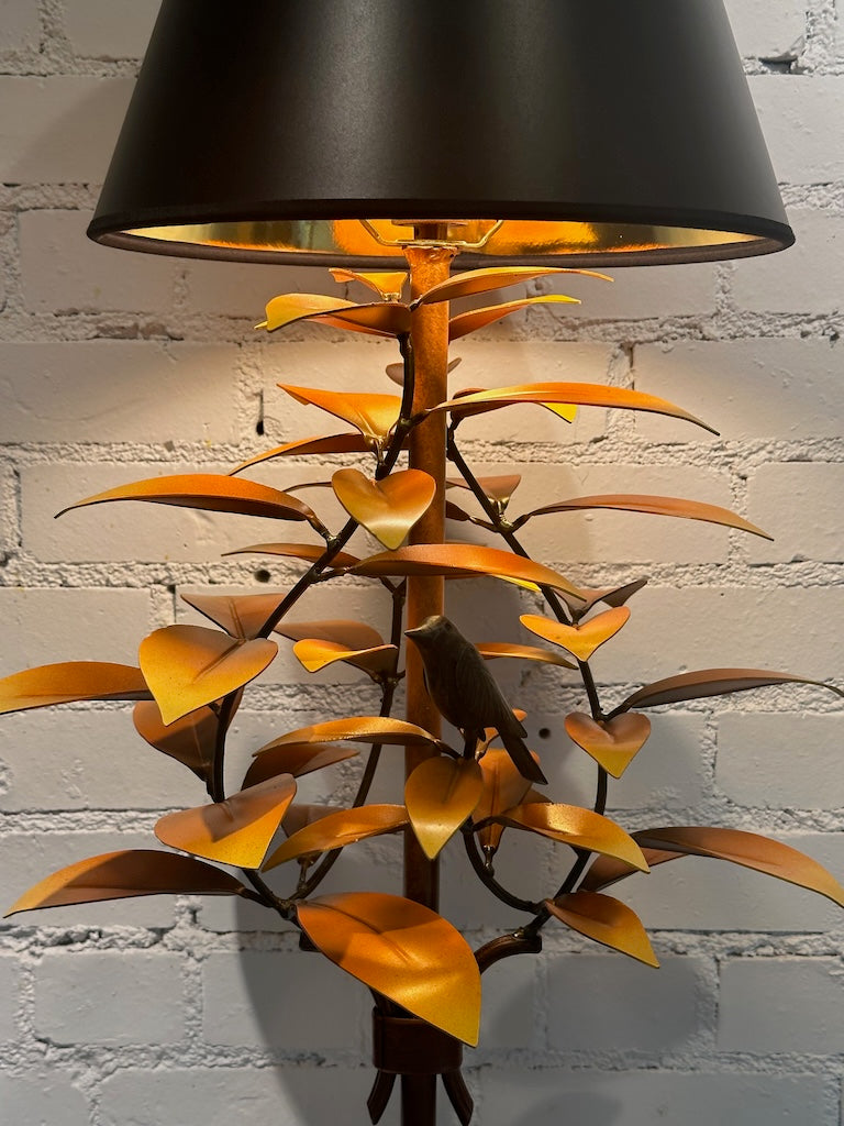 YELLOW/ORANGE LAUREL AND WREN HAND FORGED LAMP