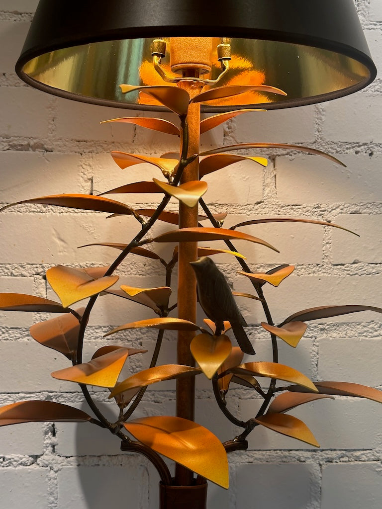 YELLOW/ORANGE LAUREL AND WREN HAND FORGED LAMP