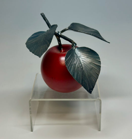 "Small Red Apple" Hand Forged Metal Sculpture