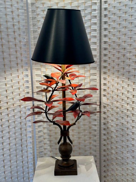 RED LAUREL AND WREN HAND FORGED LAMP
