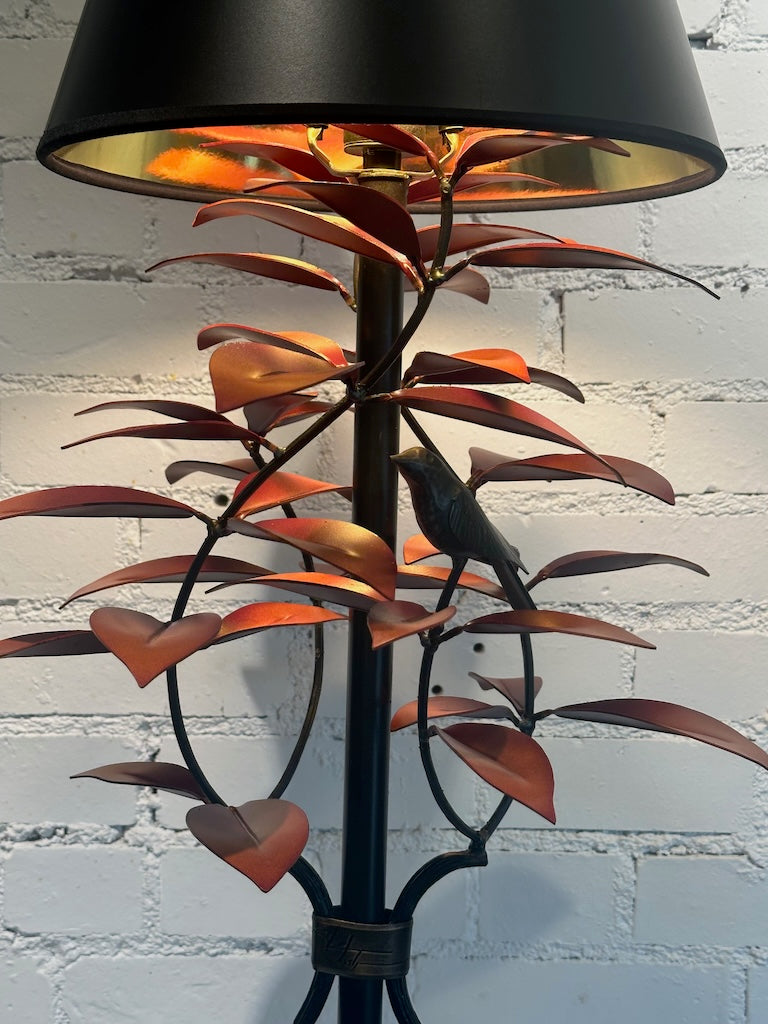 RED LAUREL AND WREN HAND FORGED LAMP