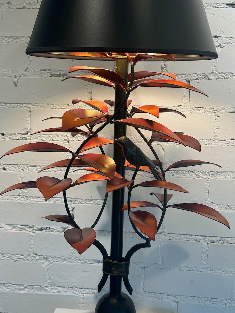 RED LAUREL AND WREN HAND FORGED LAMP